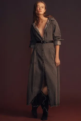 Robe chemise longue en denim à manches longues en Grey, taille: S chez - Anthropologie - Modalova