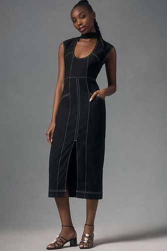 Robe midi droite à col échancré en Black, taille: M chez Anthropologie - Maeve - Modalova