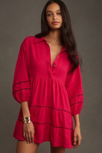 Robe-chemise courte étagée The Bettina by : version lin en Pink, taille: M chez Anthropologie - Maeve - Modalova
