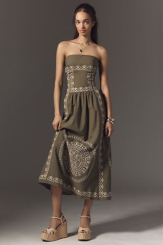 Strapless Drop-Waist Midi Dress taille: XS - By Anthropologie - Modalova