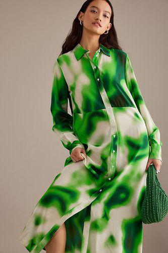 Robe chemise longue imprimée Claudine en Green taille: Uk 6 chez Anthropologie - Selected Femme - Modalova