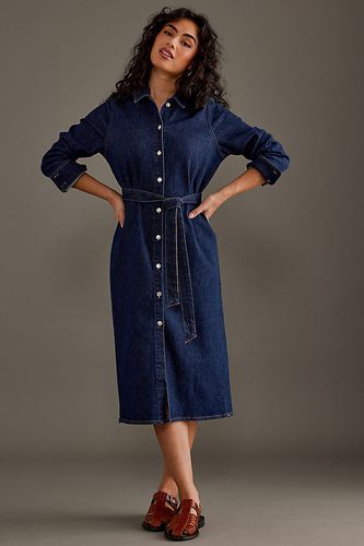 Robe-chemise midi en denim à manches longues en Blue taille: Uk 6 chez Anthropologie - Selected Femme - Modalova