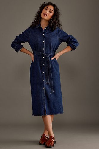 Robe-chemise midi en denim à manches longues en Blue taille: Uk 8 chez Anthropologie - Selected Femme - Modalova