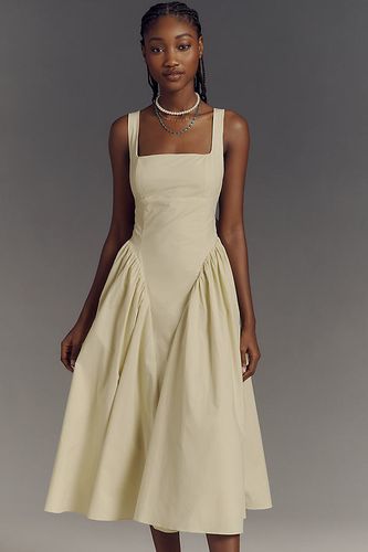 Square-Neck Basque-Waist Midi Dress en Green taille: L chez Anthropologie - ASTR The Label - Modalova