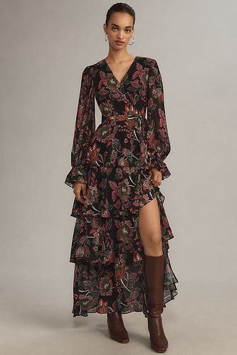 Robe Portefeuille Maxi Manches Longues Col V en Pink taille: 7 chez Anthropologie - Hutch - Modalova