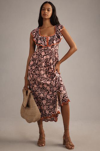 Robe Midi Brodée à Volants et Encolure Dégagée taille: S chez Anthropologie - Maeve - Modalova