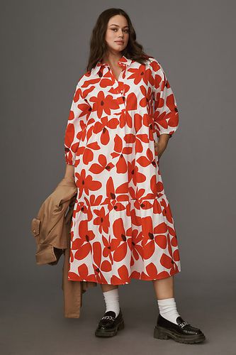 The Bettina Tiered Midi Shirt Dress by taille: 1 X chez Anthropologie - Maeve - Modalova