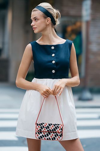 Robe mini babydoll sans manches à encolure bateau en taille: S - By Anthropologie - Modalova