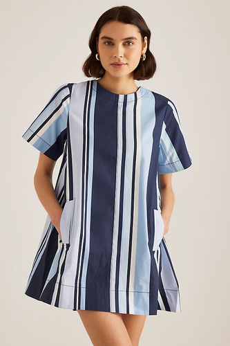 Short-Sleeve Crew-Neck Swing Mini Dress en Blue taille: XS chez Anthropologie - Maeve - Modalova