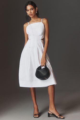 Robe tablier midi à bretelles et encolure carrée en White, taille: Uk 16 - Par Anthropologie - Modalova