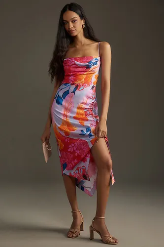 Sleeveless Draped-Back Asymmetrical Midi Slip Dress en Pink taille: Uk 6 - By Anthropologie - Modalova