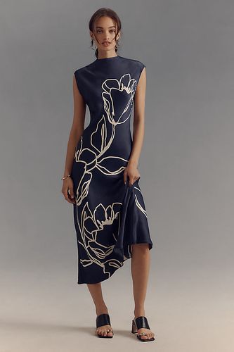 Robe Fourreau Mi-Longue Col Montant en Blue taille: M chez Anthropologie - Maeve - Modalova