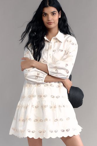 La Robe Chemise Mini Étagée Bettina: Édition Abeille Brodée par en White taille: 2XS chez Anthropologie - Maeve - Modalova