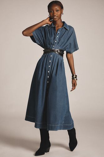 La Robe Chemise Plissée Boutonnée Tobie par : Édition Denim en taille: 2XS chez Anthropologie - Exquise - Modalova