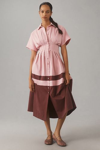 Robe chemise plissée boutonnée sur le devant Tobie en Pink, taille: XS chez Anthropologie - Exquise - Modalova