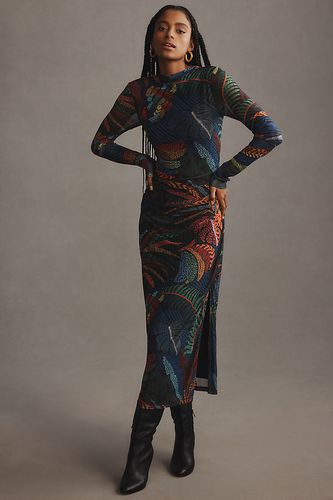 Long-Sleeve Mock-Neck Mesh Slim Midi Dress taille: XL chez Anthropologie - Farm Rio - Modalova