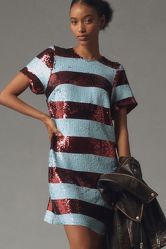 Short-Sleeve Sequin Striped Mini Dress taille: S chez Anthropologie - Maeve - Modalova