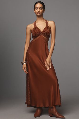 Robe Midi en Satin et Dentelle Col V en taille: Uk 6 chez Anthropologie - Maeve - Modalova