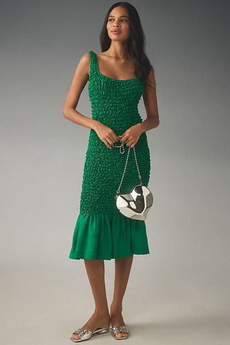 Square-Neck Pebble Smocked Dress en Green, taille: S/M - By Anthropologie - Modalova