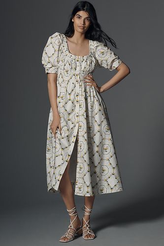 Robe mi-longue froncée à encolure ronde taille: XS - By Anthropologie - Modalova
