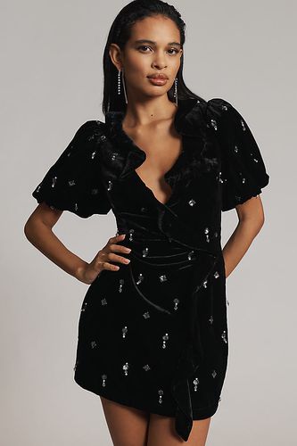 Robe Mini en Velours Brodée Manches Courtes en taille: Uk 6 chez Anthropologie - Maeve - Modalova