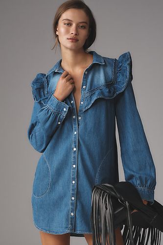 Robe chemise en denim à manches longues et volants en taille: 1 X chez Anthropologie - Pilcro - Modalova
