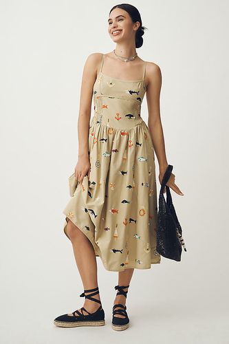 Sleeveless Square-Neck Drop-Waist Midi Dress taille: XS chez Anthropologie - Maeve - Modalova