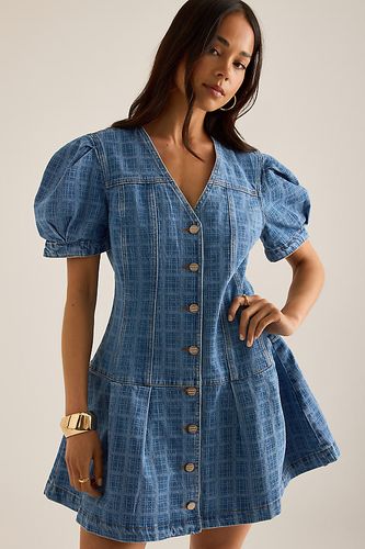 Robe Mini en Denim à Manches Bouffantes Adeline en Blue taille: Uk 6 chez Anthropologie - Damson Madder - Modalova