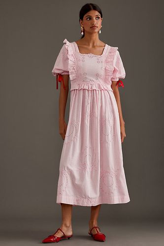 Robe Mi-Longue Rhea à Manches Bouffantes en Pink taille: Uk 6 chez Anthropologie - Damson Madder - Modalova