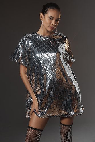 Short-Sleeve Sequin Swing Mini Dress en taille: 2XS chez Anthropologie - Maeve - Modalova