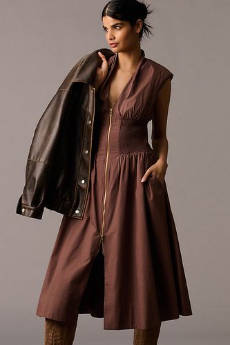 Robe chemise midi à mancherons, smocks et fermeture zippée Tommie par en taille: 1 X - By Anthropologie - Modalova