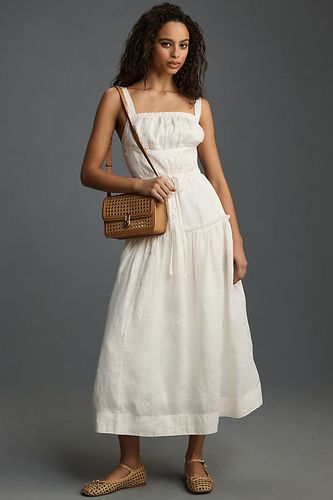 Robe midi en lin à encolure carrée en White, taille: 1 X - Par Anthropologie - Modalova