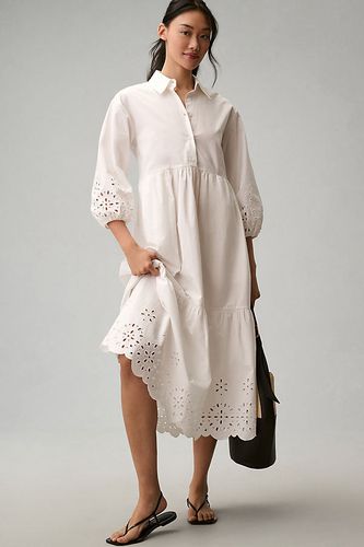 La robe chemise à volants Bettina par : Édition Œillet en White, taille: S chez Anthropologie - Maeve - Modalova