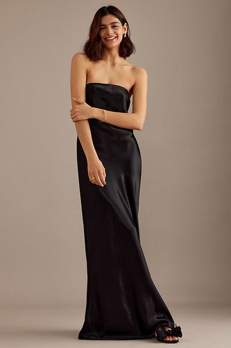 The Fleur Strapless Satin Maxi Slip Dress en Black, taille: Uk 6 chez - Anthropologie - Modalova