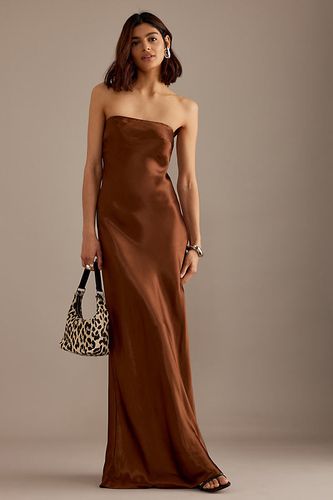 The Fleur Strapless Satin Maxi Slip Dress en Brown, taille: Uk 12 chez - Anthropologie - Modalova