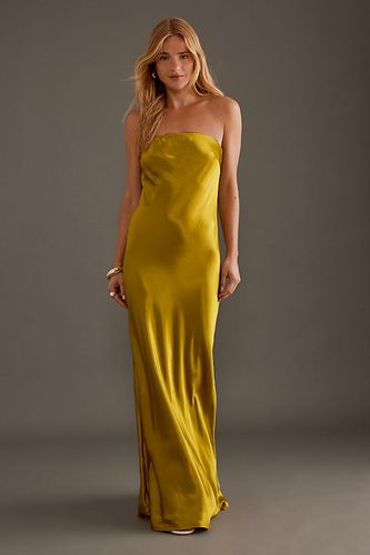 The Fleur Strapless Satin Maxi Slip Dress en Green, taille: Uk 10 chez - Anthropologie - Modalova