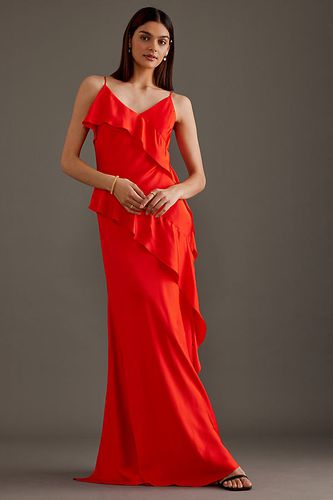 Robe longue asymétrique à volants par en Red taille: Uk 10 - By Anthropologie - Modalova