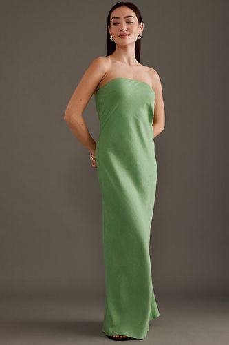 The Fleur Strapless Linen-Blend Maxi Slip Dress par en Green, taille: Uk 6 - By Anthropologie - Modalova