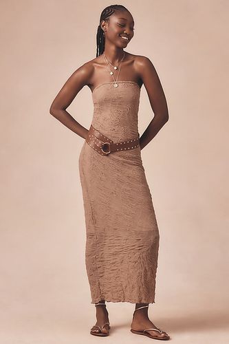 Robe mi-longue plissée tricotée texturée sans bretelles en Beige, taille: L - By Anthropologie - Modalova