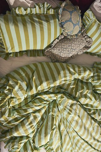 Cotton Stripe Bedding Set en Mint taille: Eu kng dvt chez Anthropologie - TBCo - Modalova