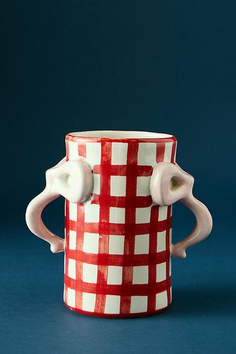 Vase Noeud Vichy en Pink chez Anthropologie - Damson Madder - Modalova