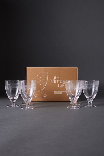La Liste Vintage Verres à Vin Bistro Gravés, Lot de 6 par en Beige chez Anthropologie - The Vintage List - Modalova