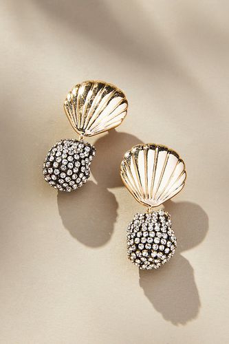 Plated Crystal Shell Drop Earrings - By Anthropologie - Modalova