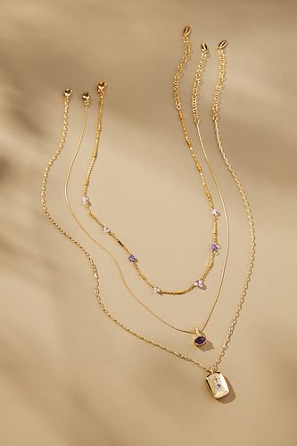 Lot de 3 colliers avec pierre de naissance plaqué or par en Purple - Par Anthropologie - Modalova