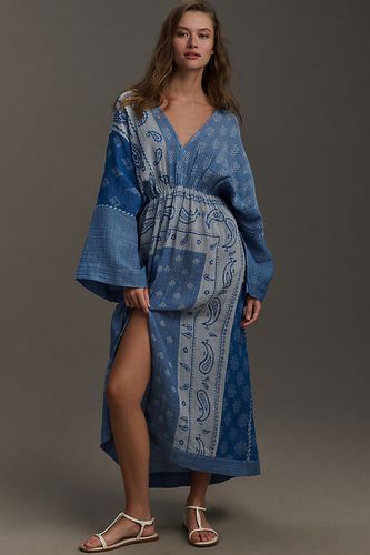 Robe longue en gaze à manches longues en Blue - Par Anthropologie - Modalova