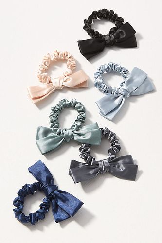 Élastiques à cheveux en satin avec naud, ensemble de 6 par en Blue - By Anthropologie - Modalova