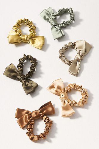 Élastiques à cheveux en satin avec naud, ensemble de 6 par en Green - By Anthropologie - Modalova