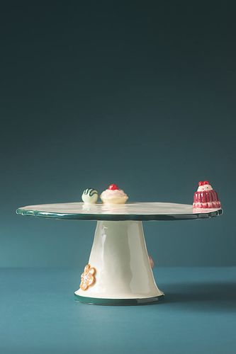 Support à gâteau en grès céramique Holifaye en Green chez - Anthropologie - Modalova