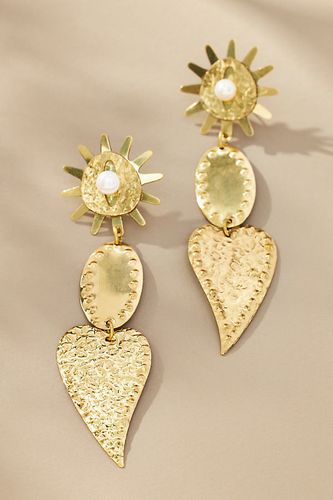 Boucles d'Oreilles Pendantes Caur Soleil Icône Perle Plaqué Or par en Gold - By Anthropologie - Modalova