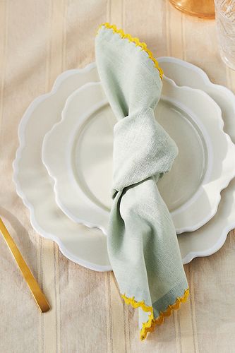 Serviettes en Coton Ric Rac, Lot de 4 en Green chez - Anthropologie - Modalova